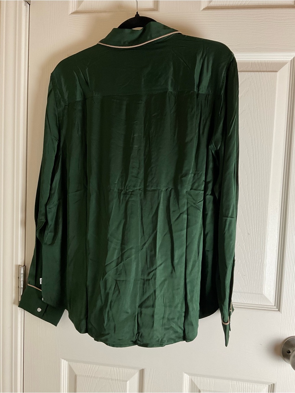 Levi’s Green Satin Viscose Ultimate Western Shirt Contrast Piping Snap Front L - Picture 7 of 8